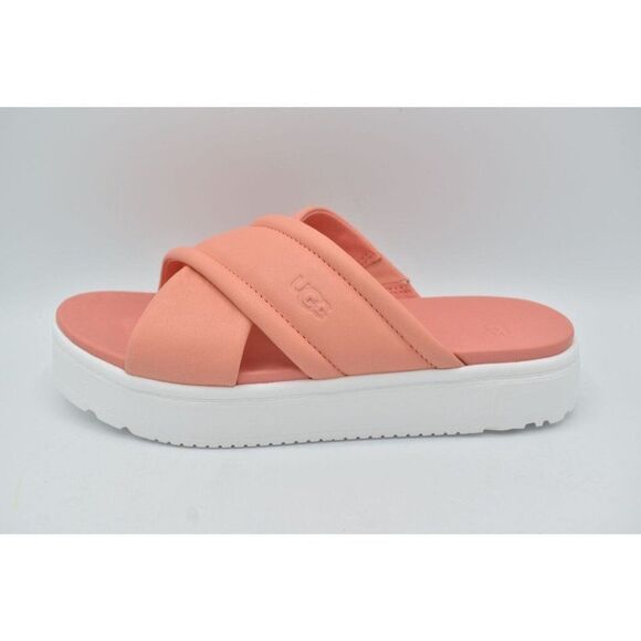 Ugg Women Size 9 Zayne Crossband Starfish Pink Leather Platform Sandals Slides - Picture 5 of 11